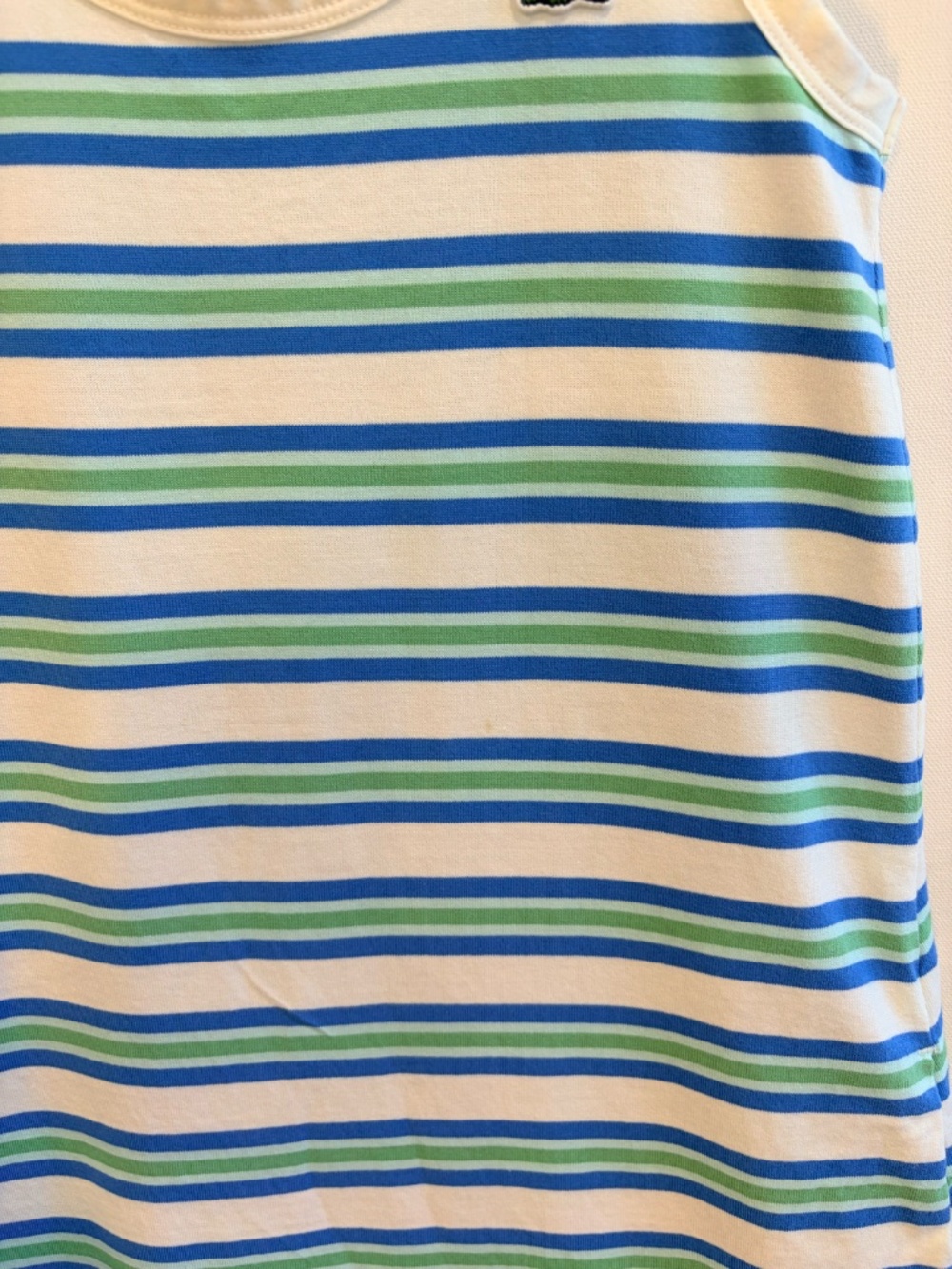 Lacoste Striped Tank Dress White Blue Green Cotton Size 32 XS, w Pockets - Picture 8 of 8